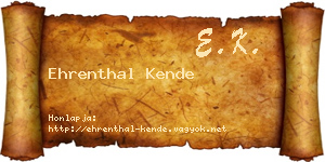 Ehrenthal Kende névjegykártya